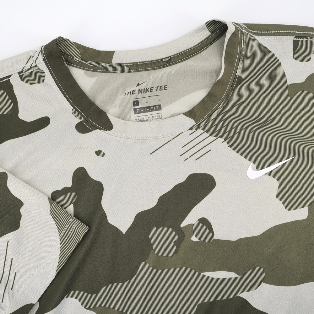 Nike Dri-FIT Camo Print Training Running Green Short Sleeve Mens Large T-shirt